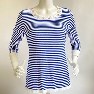 Madison Michelle 3/4 Sleeve Nautical Knit Top Sz M